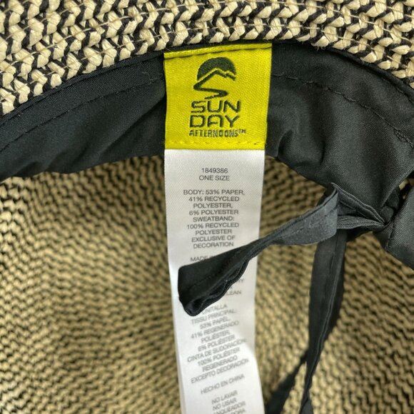 NWOT Sunday Afternoons Women's One Size Sun Hat - Black/Tan Pattern Polyester - Picture 4 of 5